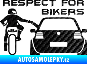 Samolepka Motorkář 008 respect for bikers nápis 3D karbon černý