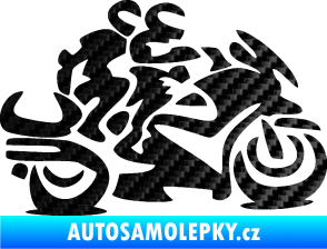 Samolepka Motorkář 009 pravá se spolujezdcem 3D karbon černý
