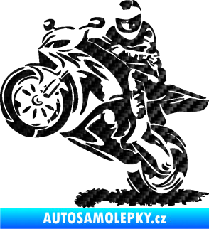 Samolepka Motorkář 010 levá 3D karbon černý