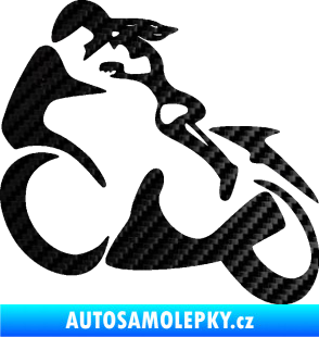 Samolepka Motorkářka 001 levá 3D karbon černý