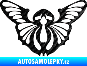 Samolepka Motýl 002 levá 3D karbon černý