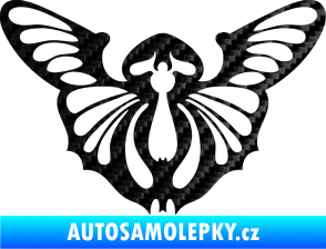 Samolepka Motýl 002 pravá 3D karbon černý