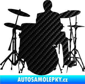 Samolepka Music 009 levá hráč na bicí 3D karbon černý