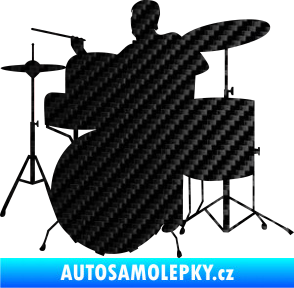 Samolepka Music 011 levá hráč na bicí 3D karbon černý