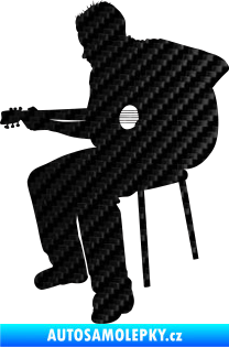 Samolepka Music 012 levá  kytarista 3D karbon černý