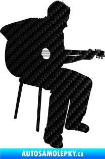 Samolepka Music 012 pravá  kytarista 3D karbon černý