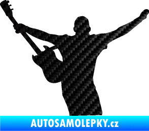 Samolepka Music 024 levá kytarista rocker 3D karbon černý