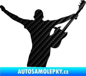 Samolepka Music 024 pravá kytarista rocker 3D karbon černý