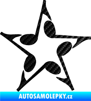 Samolepka Music hvězda z not 3D karbon černý