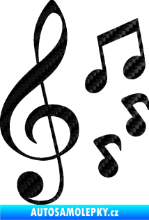 Samolepka Music noty a houslový klíč 002 3D karbon černý