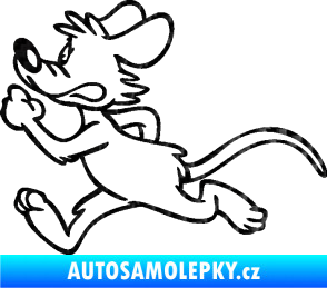 Samolepka Myš 001 levá sprintuje 3D karbon černý