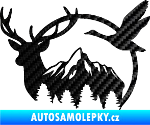 Samolepka Myslivost 002 levá lesní zvěř 3D karbon černý