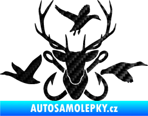 Samolepka Myslivost 005 pravá 3D karbon černý