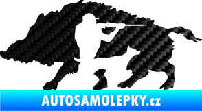 Samolepka Myslivost 006 levá divoké prase 3D karbon černý