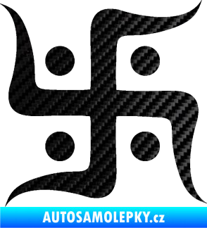 Samolepka Náboženský symbol Džinismus Svastika  3D karbon černý