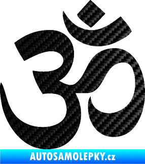 Samolepka Náboženský symbol Hinduismus Óm 001 3D karbon černý