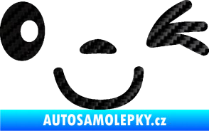 Samolepka Obličej 008 pravá mrkající 3D karbon černý