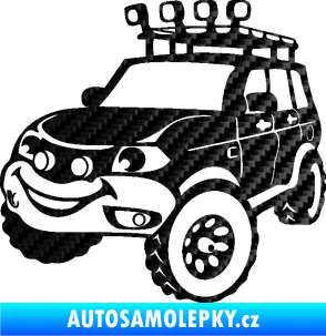 Samolepka Off Road 005 levá veselé autíčko 3D karbon černý