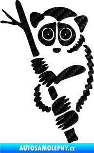 Samolepka Opice 004 levá lemur na stromě 3D karbon černý
