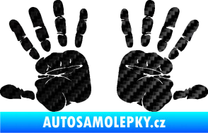 Samolepka Otisk rukou 002 3D karbon černý