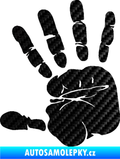 Samolepka Otisk ruky levá 3D karbon černý
