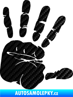 Samolepka Otisk ruky pravá 3D karbon černý