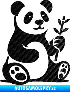 Samolepka Panda 011 pravá s bambusovou větvičkou 3D karbon černý