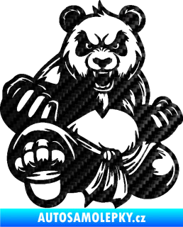 Samolepka Panda 012 levá Kung Fu bojovník 3D karbon černý
