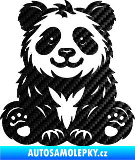 Samolepka Panda 013 levá spokojená 3D karbon černý