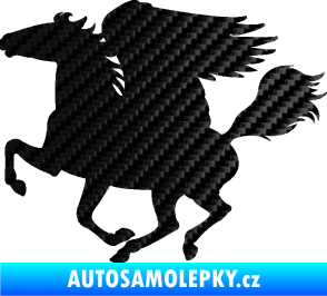 Samolepka Pegas 001 levá okřídlený kůň 3D karbon černý