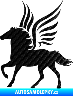 Samolepka Pegas 002 levá okřídlený kůň 3D karbon černý