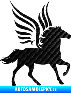 Samolepka Pegas 002 pravá okřídlený kůň 3D karbon černý