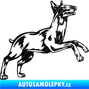 Samolepka Pes 015 pravá Bulteriér 3D karbon černý