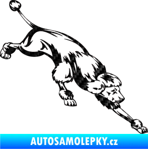 Samolepka Pes 022 pravá Pudl 3D karbon černý