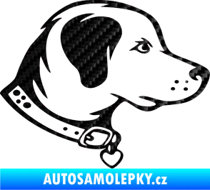 Samolepka Pes 058 pravá 3D karbon černý
