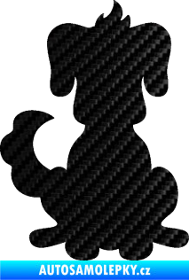 Samolepka Pes 113 levá kreslená silueta 3D karbon černý