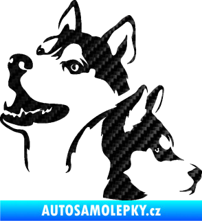 Samolepka Pes 117 levá husky 3D karbon černý