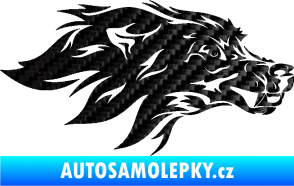 Samolepka Pes 127 pravá hlava 3D karbon černý