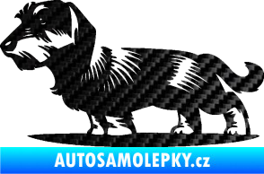 Samolepka Pes 133 levá drsnosrstý jezevčík 3D karbon černý