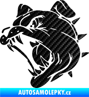Samolepka Pes 136 levá rozzuřený buldok 3D karbon černý