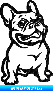 Samolepka Pes 139 pravá francouzský buldoček 3D karbon černý