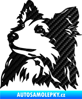 Samolepka Pes 141 levá šeltie 3D karbon černý