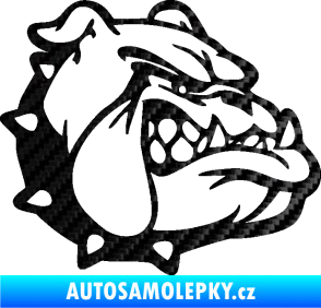 Samolepka Pes 174 pravá rozzuřený buldok 3D karbon černý