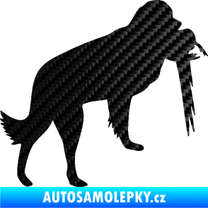 Samolepka Pes 193 pravá lovecký s bažantem 3D karbon černý