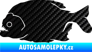 Samolepka Piraňa 001 levá dravá ryba 3D karbon černý