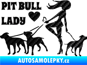 Samolepka Pit Bull lady levá 3D karbon černý