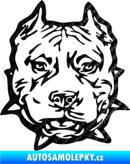 Samolepka Pitbull hlava 003 pravá 3D karbon černý