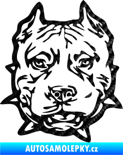 Samolepka Pitbull hlava 003 levá 3D karbon černý