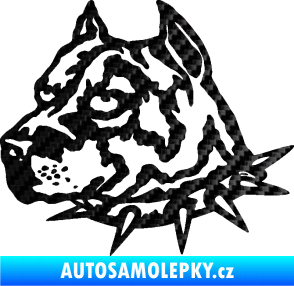 Samolepka Pitbull hlava 006 levá 3D karbon černý