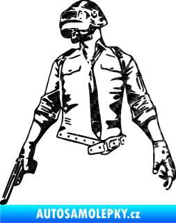 Samolepka Player Unknown s Battlegrounds PUBG 2 3D karbon černý